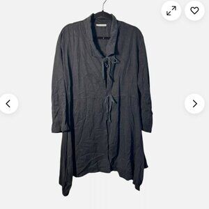 Bryn Walker Women's Small Gray Double Tie Asymmetrical Jacket Lagenlook Classic